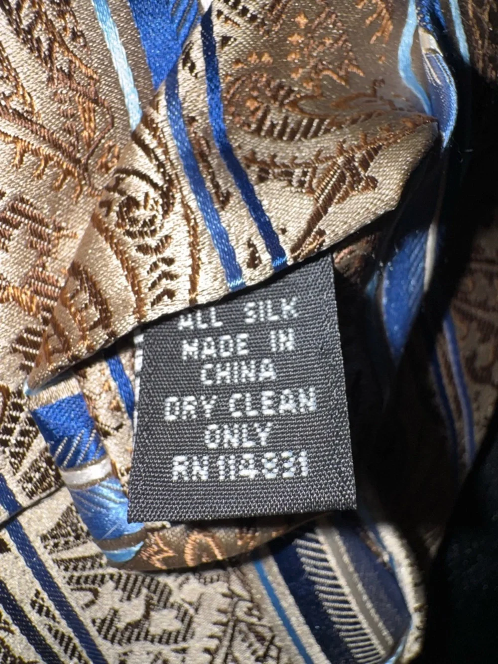 Pronto Uomo 100% Silk Brown Blue Paisley Stripe Necktie Mens Classic Tie